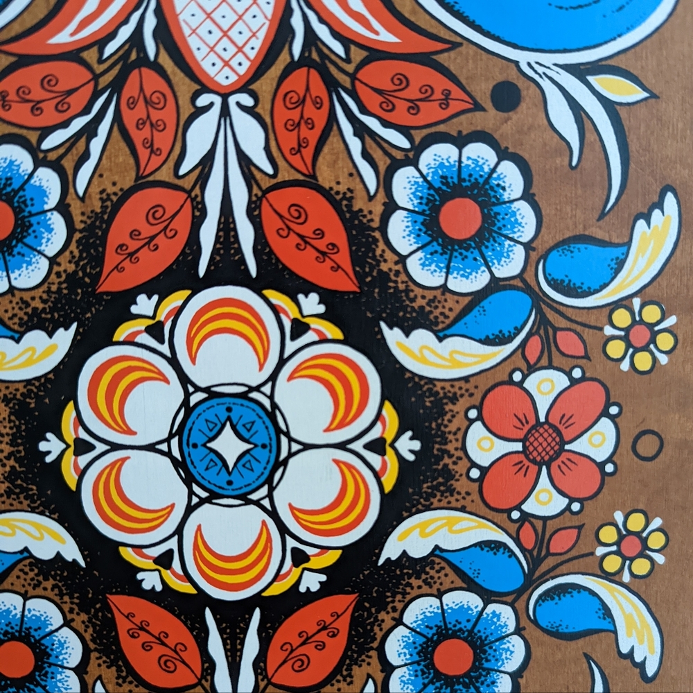 1971 Berggren Swedish Folk Art Painted Wooden Tray - Picture 4 of 8